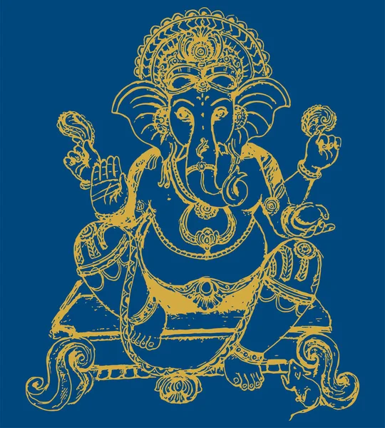 Rysunek Lub Szkic Lorda Ganesha Lub Vinayaka Edytowalny Zarys Ilustracji — Zdjęcie stockowe