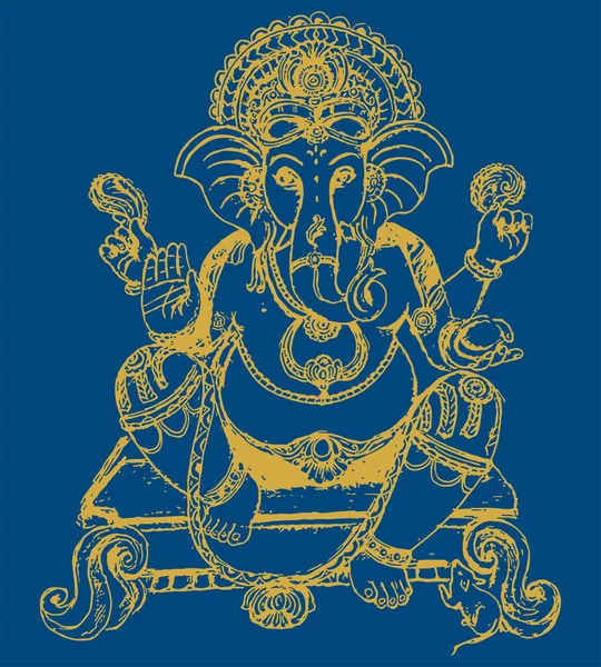 Disegno Schizzo Lord Ganesha Vinayaka Editable Outline Illustration — Foto Stock