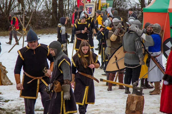 Zagreb Croácia Fevereiro 2013 Reencenação Histórica Revolta Camponesa Gubec 1573 — Fotografia de Stock