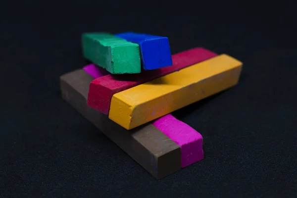 Close Shot Colorful Oil Pastels Black Background — Stock Photo, Image