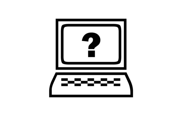 Ikona Laptopa Znakiem Zapytania Pulpicie Odizolowana Białym Tle — Zdjęcie stockowe