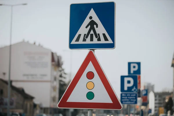 Een Close Van Verkeersborden Straat — Stockfoto