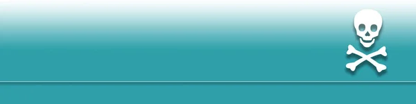 Een Gradiënt Turquoise Achtergrond Met Het Witte Icoon Van Schedel — Stockfoto