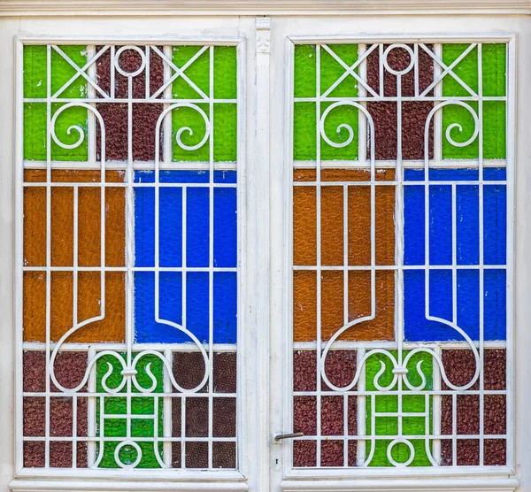 Aged Window Multicolored Glass — Stock Photo, Image