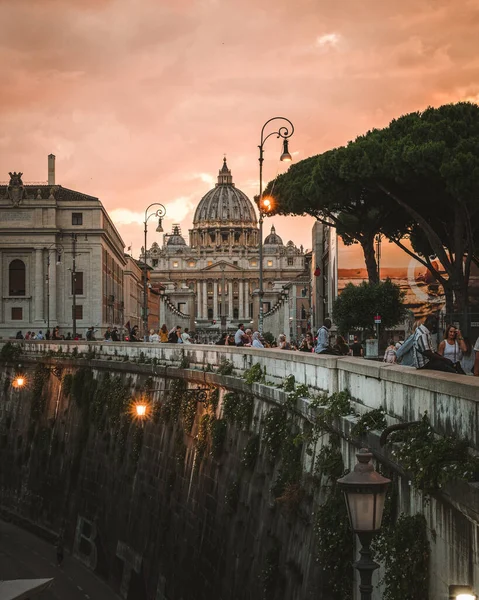 Rome Italy Februari 2021 Setelah Matahari Terbenam Ibukota Roma Yang — Stok Foto