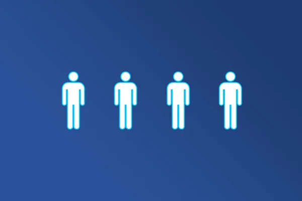 Плоска Ілюстрація Чотирьох Людських Іконок Синьому Фоні — стокове фото