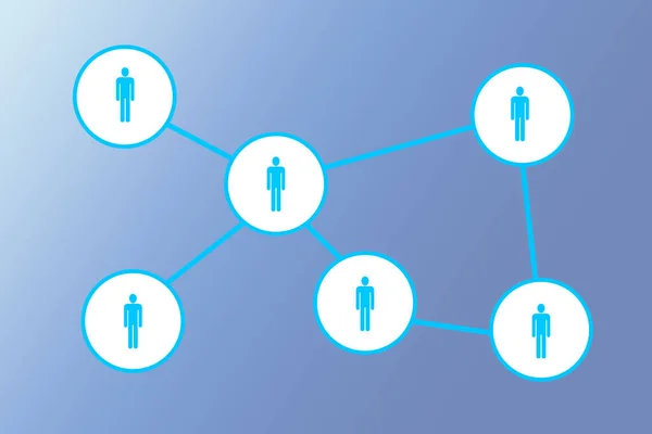 Illustration Social Networking Diagram Blue Background — Stock Photo, Image