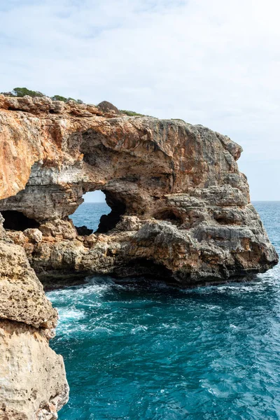 Fascynujący Widok Kamień Milowy Cala Sanau Majorka Baleary — Zdjęcie stockowe