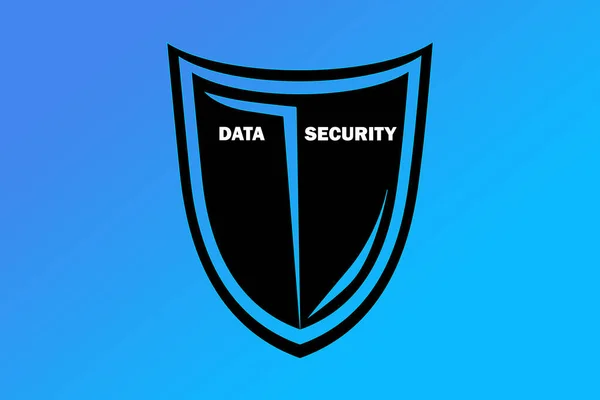Ein Schwarzes Schild Mit Der Aufschrift Data Security Auf Blauem — Stockfoto