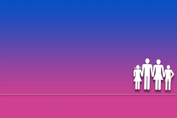 带有右边传统家庭白色图标的渐变紫色背景 — 图库照片