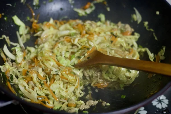 Closeup Shot Cabbage Frying Roaster — Stock Photo, Image