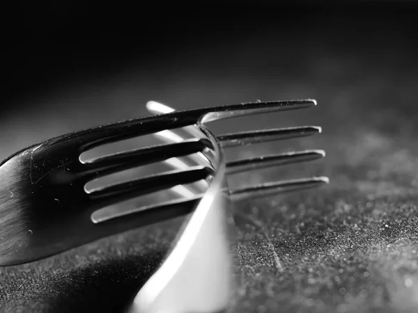 Closeup Shot Two Metal Forks Black Fabric — Stock Photo, Image