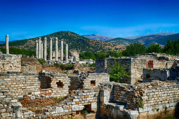 Eine Zerstörte Turnhalle Mit Säulen Aphrodisias Museum Türkei — Stockfoto