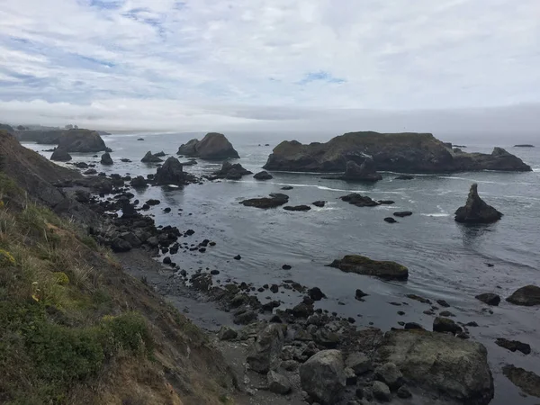 Beautiful Scenic View Rocks Pacific Ocean Northern California Coastline — 图库照片