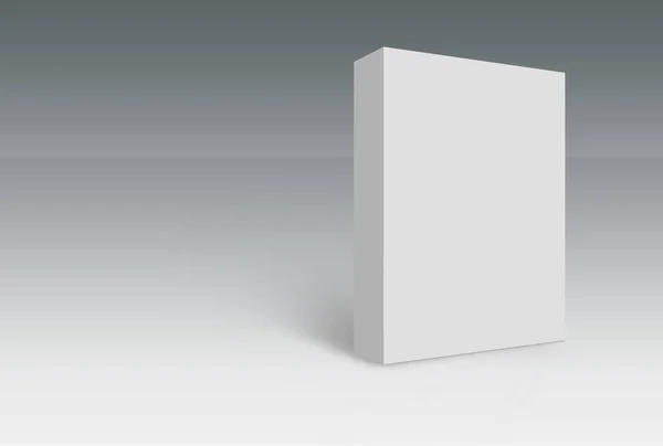 Białe Pudełko Szarym Tle — Zdjęcie stockowe