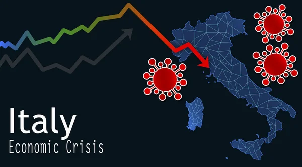 Una Mappa Dell Italia Con Una Freccia Che Indica Crisi — Foto Stock