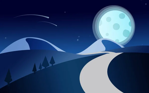 満月の自然の夜景の3Dレンダリング — ストック写真