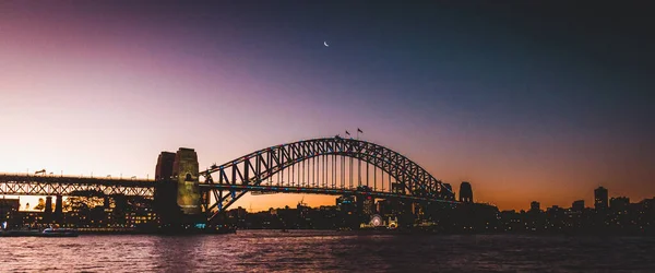 Paisaje Sublime Del Puente Del Puerto Sydney Atardecer Australia — Foto de Stock