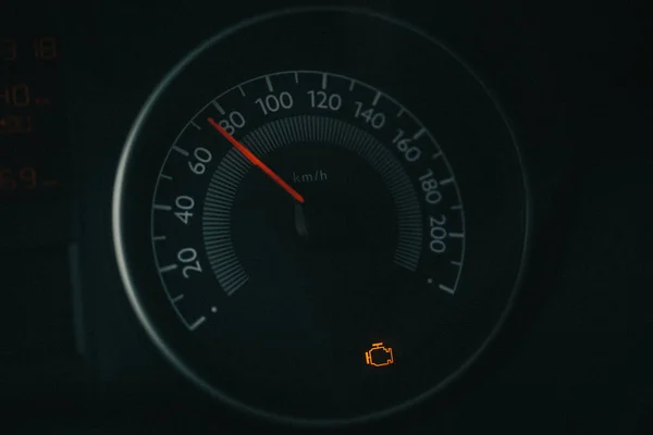 Closeup Car Speedometer Showing Speed 75Km Hour — Stock Photo, Image