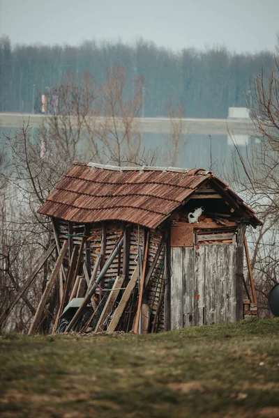 Old Wooden Fisherman House Lake — Stock Photo, Image