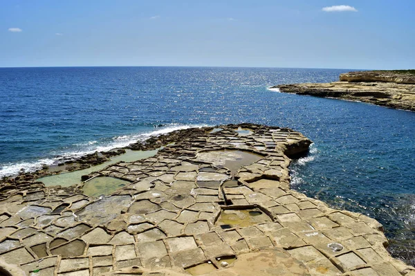 Delimara Malta Září 2015 Solné Pánve Které Sbíraly Soli Mořské — Stock fotografie