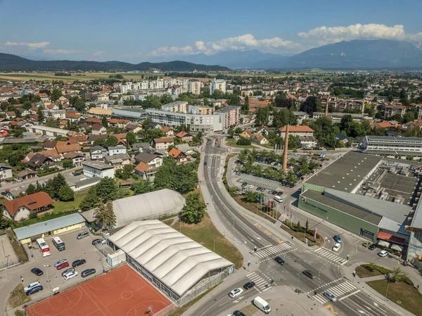 Domzale Eslovenia Mayo 2019 Vista Panorámica Del Paisaje Urbano Edificios —  Fotos de Stock