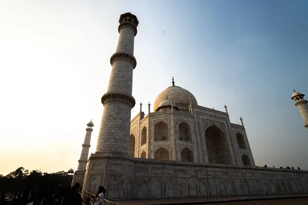 Uma Vista Baixo Ângulo Taj Mahal Agra Índia Por Sol — Fotografia de Stock