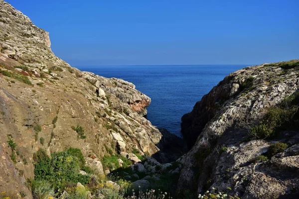 Das Förmige Tal Der Küste Maltas — Stockfoto