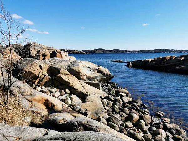 Vacker Stenig Strand Hakavika Södra Norge — Stockfoto