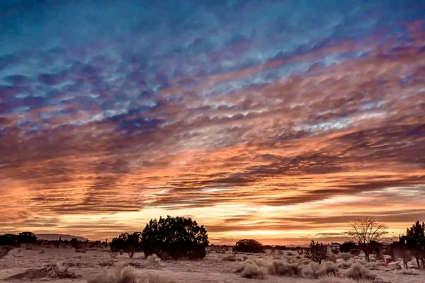 Ein Atemberaubender Sonnenuntergang Über Einem Feld Santa New Mexico — Stockfoto