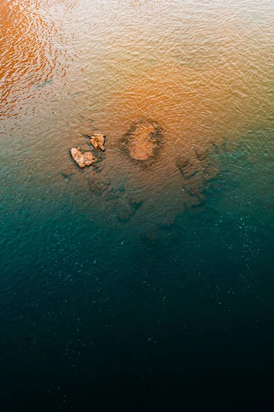 Top View Blue River Water Turning Brown Because Sand — Stock Photo, Image