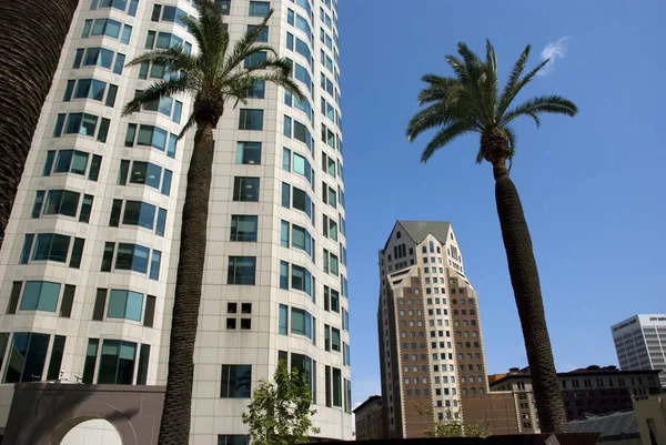 Vista Basso Angolo Del Centro Los Angeles Grattacieli Edifici Uffici — Foto Stock