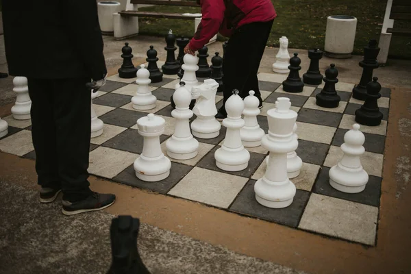 Ein Schuss Große Schachfiguren Freien — Stockfoto