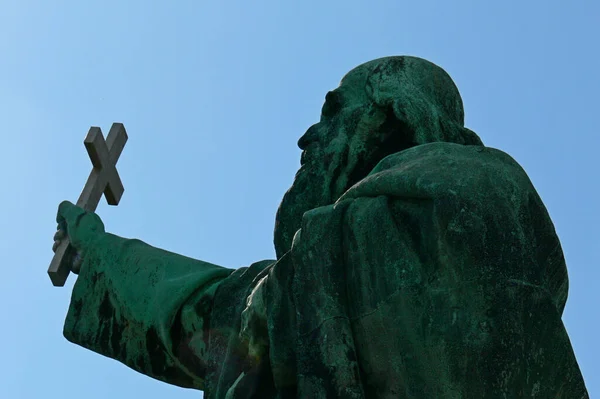 Het Gellert Monument Het Gerard Van Csanad Monument Tegen Blauwe — Stockfoto