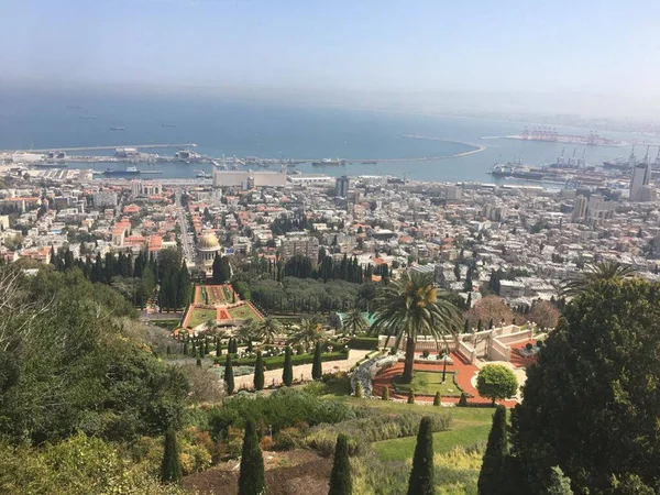 Flygfoto Över Bahai Gardens Haifa Israel — Stockfoto