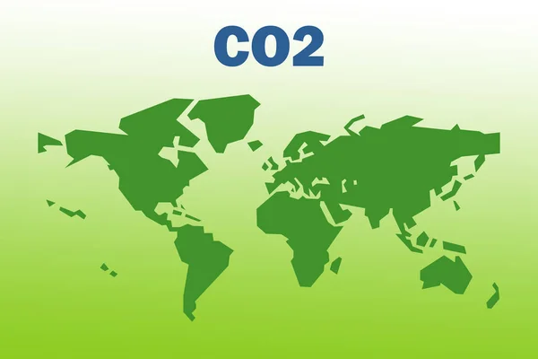 上面用绿色和 Co2 表示的世界地图图解 — 图库照片