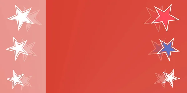 Двухмерное Произведение Искусства Красочных Звезд Отражениями Обычном Красном Фоне Белым — стоковое фото