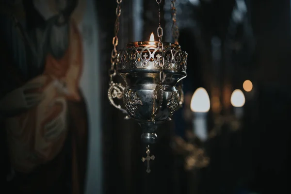 Selektivní Ostření Záběru Starožitného Thurible Zachycen Uvnitř Chur — Stock fotografie