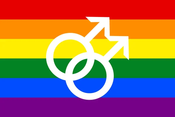 Eşcinsel Aşk Logosu Olan Gökkuşağı Lgbt Bayrağının Bir Çizimi — Stok fotoğraf