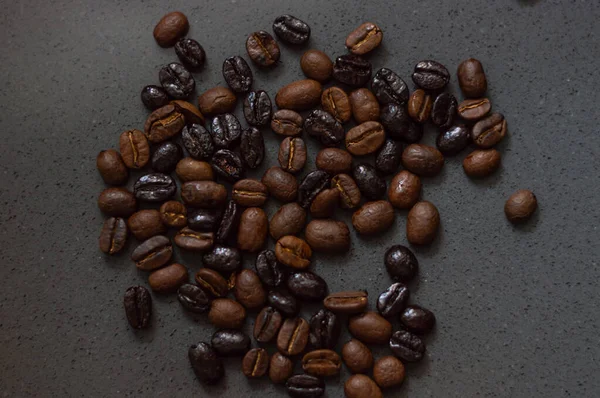 Top View Coffee Beans Gray Surface — Stock Photo, Image