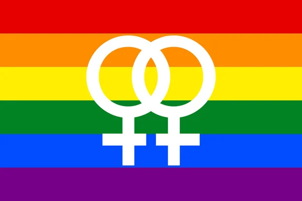 Ілюстрація Веселкового Прапора Лгбт Лесбійським Логотипом — стокове фото