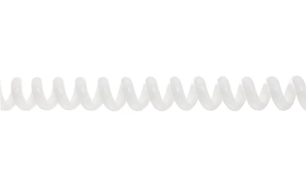 Closeup Shot Telephone Spiral Wire Isolated White Background — Stock Photo, Image