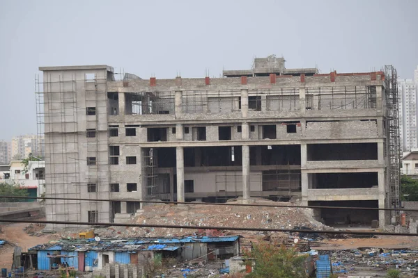 Uma Vista Edifício Residencial Construção — Fotografia de Stock