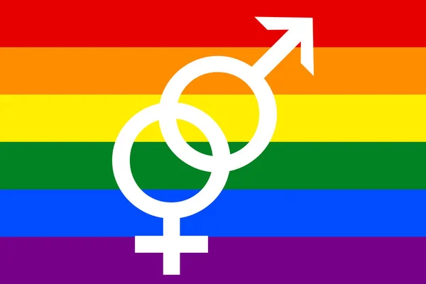 Una Ilustración Bandera Del Arco Iris Lgbt Con Símbolo Género — Foto de Stock