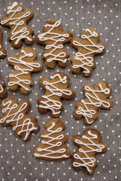 Vertical Top View Gingerbread Cookies Frosting — Stock Photo, Image