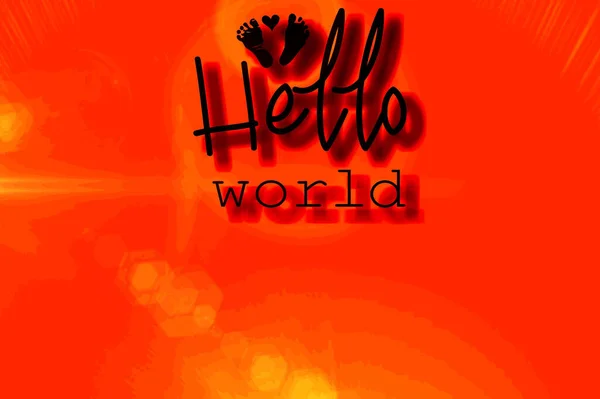 Hello World Baby Quote Writing Red Orange Background Copy Space — Stock fotografie