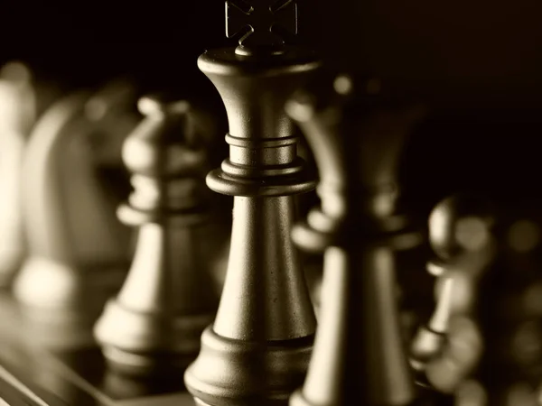 Selective Focus Shot Chess Silver King Figure — Stock Photo, Image