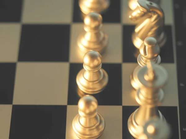 Selective Focus Shot Chess Golden Pawn Figure Chessboard — Stock Photo, Image