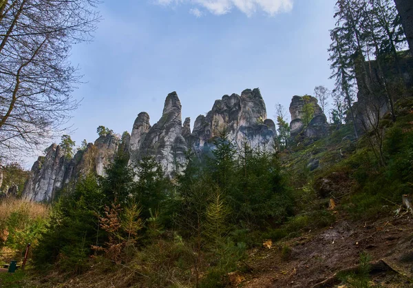 Formações Rochosas Arenito Prachovske Skaly Perto Jicin Caminhantes Alpinistas Paraíso — Fotografia de Stock