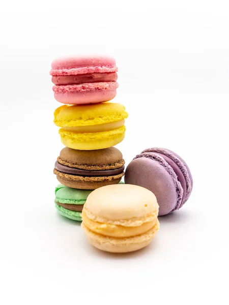 Macaroons Coloridos Isolados Fundo Branco — Fotografia de Stock